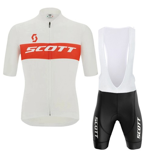 White Cycling Jersey Bib Shorts Outfit Short Sleeve Biking Shirts Gel Pad Shorts - Picture 7 of 8