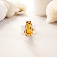100 Genuine Citrine Gemstone 925 Sterling Silver Handcrafted Ring For Women