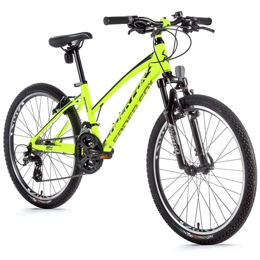 24 Zoll Alu Mountainbike Leader Fox Spider Girl 21 Gang Mädchen Rad Neon Gelb - Bild 1 von 1