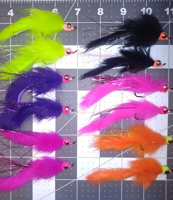 1/0 1 Doz Lead Eye Egg Sucking Leech Bunny Fly Assortment coho salmon Alaska fly
