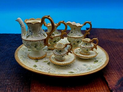 Vintage Miniatur Avon Hellgold Teeservice Konvolut 8 teilig 2 Deckel fehlen