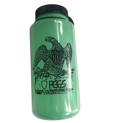 New Green Plastic NALGENE Water Bottle.  Black Screw Top Lid.  Eagle Design.