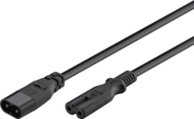 2m Netzkabelverlängerung Kaltgeräte Stecker auf Buchse IEC C8/C7 Stromkabel S
