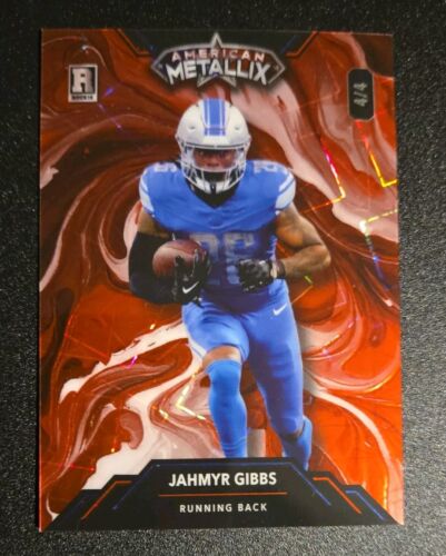 4/4 JAHMYR GIBBS 2023 Wild Card Metallix Rookie Red Lazer WildLiquid Lions - Picture 3 of 9