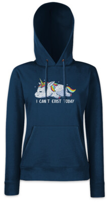 I Can't Exist Today Damen Hoodie Kapuzenpullover Einhorn Einhörner Schlafen Müde
