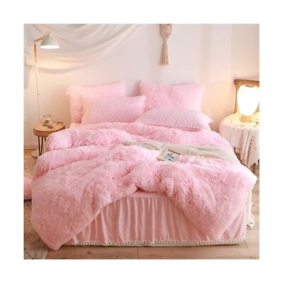 HAIHUA Luxury Plush Shaggy Duvet Cover Flannel Velvet Bedding (1 Faux Fur +2 ...