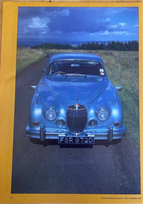 JAGUAR MK2 2.4 IN SILBER BLAU FSR972D POSTER WERBUNG A4 DATEI Q