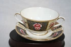 COALPORT BONE CHINA ENGLAND "JAVA" SET OF  (3) CREAM SOUP CUPS AND SAUCERS