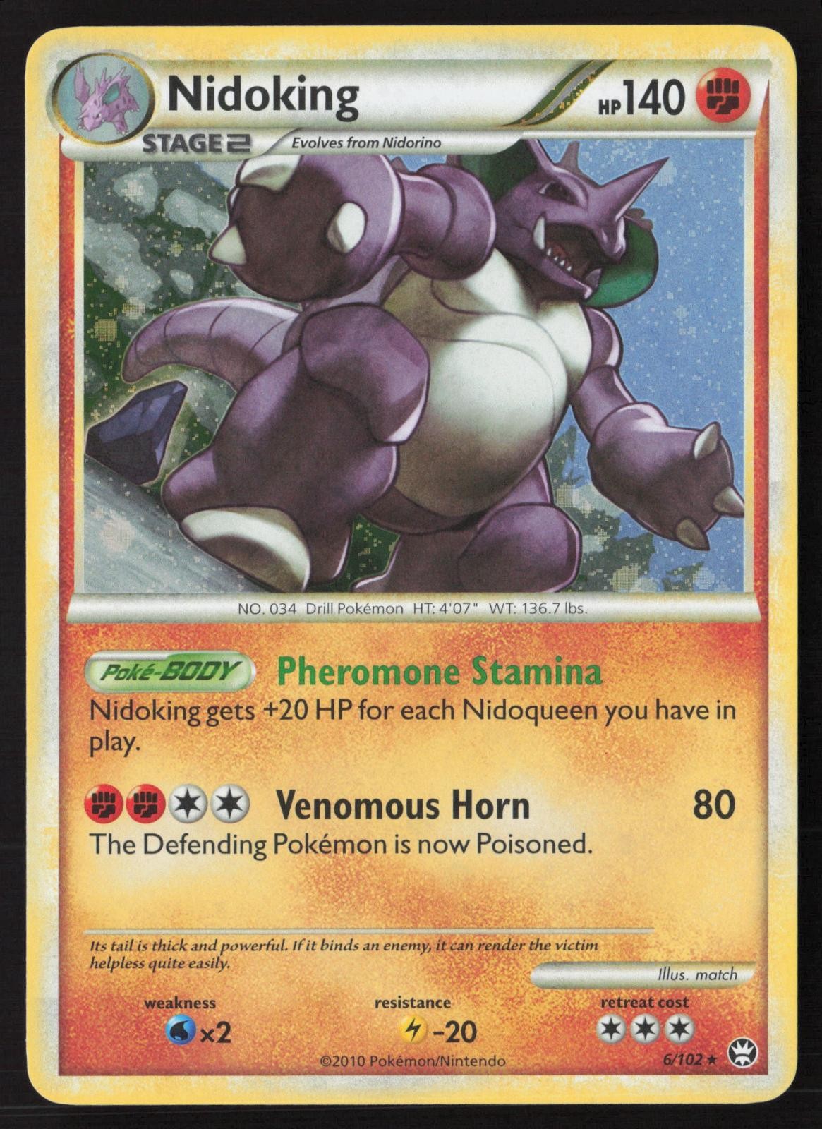 Nidoking Full Holo 6/102 Pokemon HGSS Triumphant NM