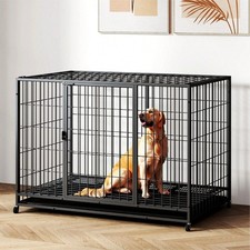 48" 42" 38" Dog Crate Large Folding Metal Wire Cage Pet Kennel Double Door NEW