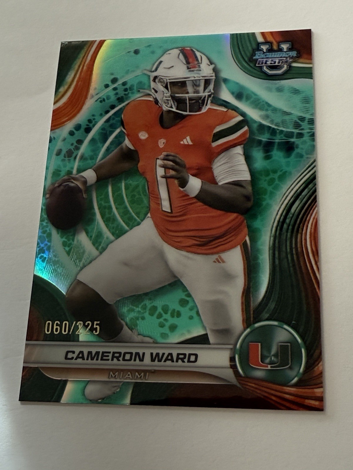 2024 Bowman Best U Aqua Refractor Cameron Ward /225 Tennessee Titans