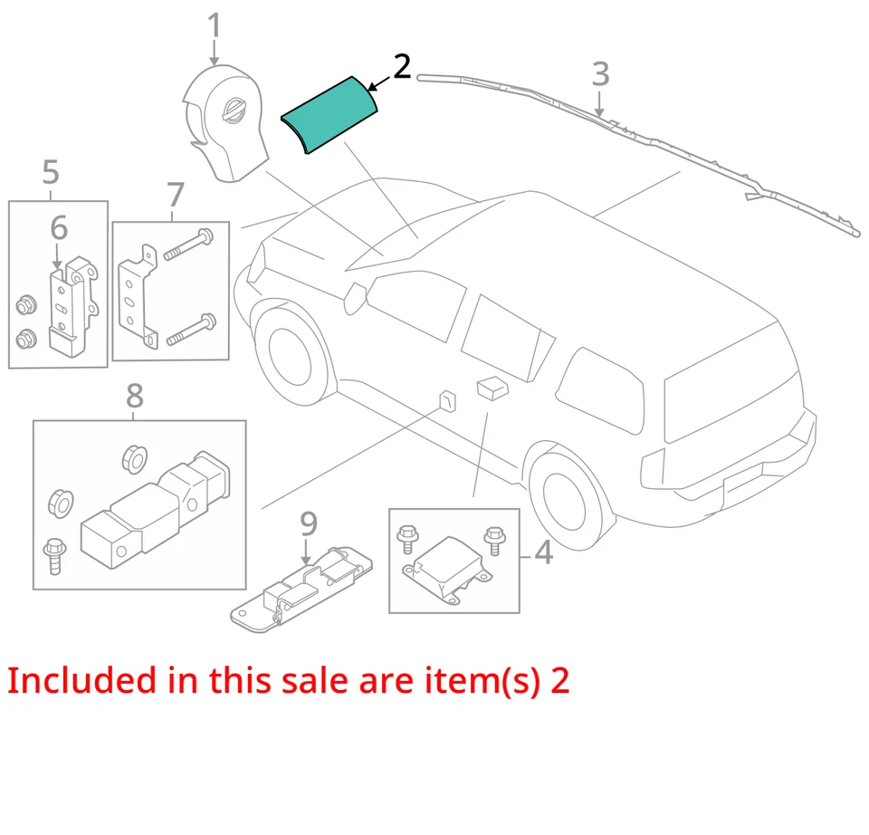 2012-2013 年日产 Xterra 右握乘客仪表板安全气囊原始设备制造商 — 第 4/4 张图片
