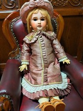 Französische SFBJ Biskuit Puppe PR Gesicht Jumeau Stil 22 Zoll Seide Kleid Ha...