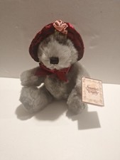 1990s Vintages Terry Bear Cuddly Plush Grey W Victorian Hat 2213B15