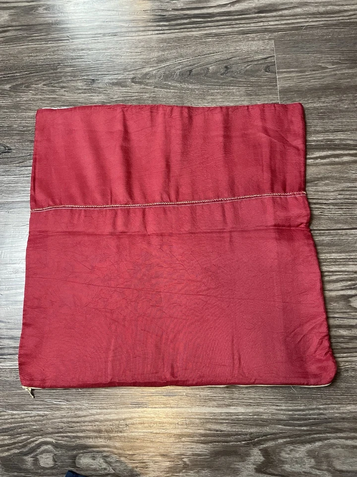 "Funda de almohada acolchada con retazos vintage años 70 80 con respaldo rojo, 19"" x 19""" Foto 3 de 3