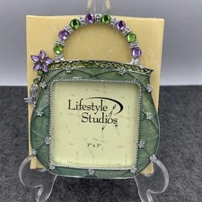NIB Lifesyle Studios Mini Jeweled Handbag Purse Picture Frame 3x3