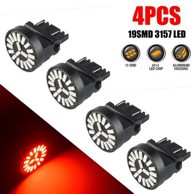 4Pcs 3157 Red 19SMD LED Turn Signal Reverse Brake Tail Rear Light Bulb For Chevy