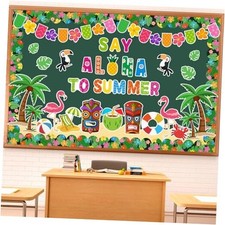 Summer Bulletin Board Decoration Set Tropical Palm May Bulletin Summer Aloha