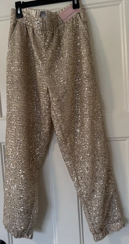 SERRA Ladies Gold Sequin Pull On Pants Sz SMALL (4-6) for Aldi NWT Jogger
