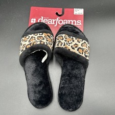 Dearfoams Womens Slippers Animal Print Slide Size M 7-8 Memory Foam