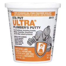 Oatey 25171 Plumber's Putty, 14 Oz Container Size, Tub, Sta Put, Beige