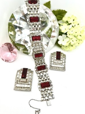 KTF TRIFARI ALFRED PHILIPPE ART DECO BRACELET & DRESS CLIPS
