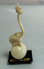 Vintage Celluloid Elephant on Ball Holding Tiny One from Niagara Falls