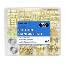 FUZANWJ 330pcs Picture Hangers Kit - Holds 10-75lbs, With Hanging Wire, Ring ...