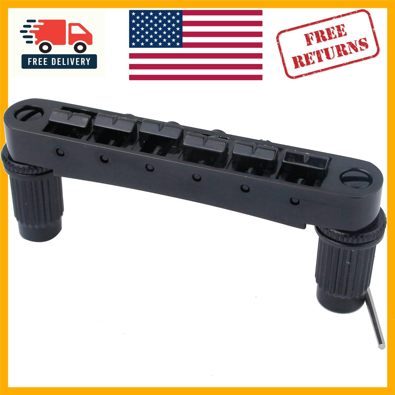 Tune-O-Matic Guitar Saddle Bridge - Black Zinc Alloy for LP/SG 6 String