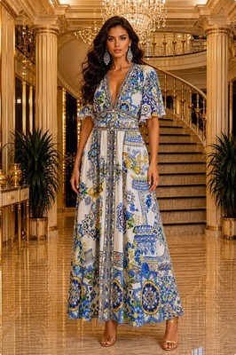 Camilla España Nirvana Shaped Waistband Dress W Flutter Sleeves Size S
