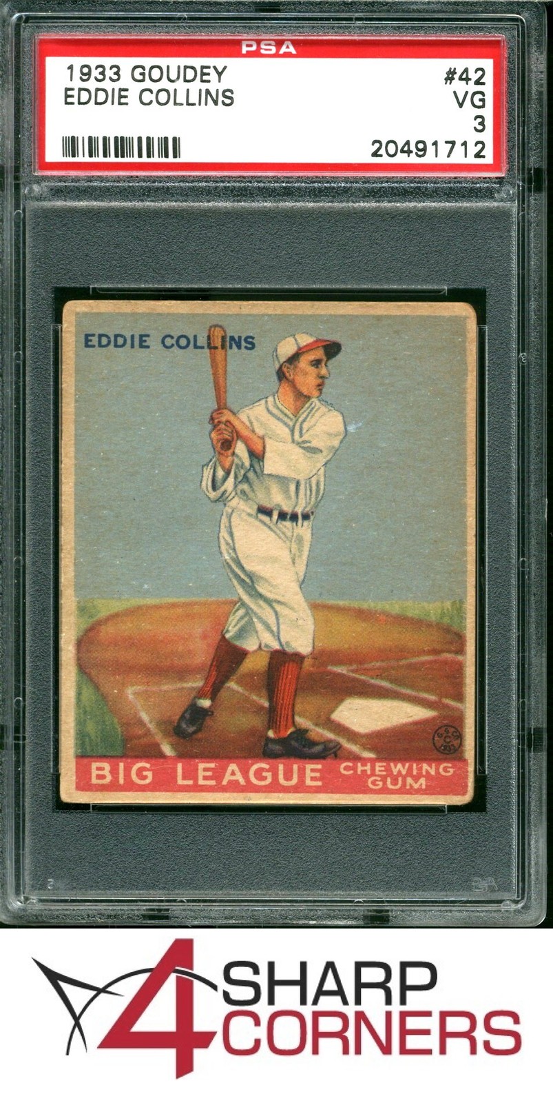 1933 GOUDEY #42 EDDIE COLLINS RC RED SOX HOF PSA 3 view 1