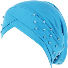 Women Beaded Silky Beanie, Pre-Tied Turban He...