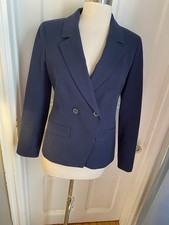 J CREW NAVY DEVON BLAZER SIZE 2-NWOT-DOUBLE BREASTED-SIDE POCKETS-52 COTTON
