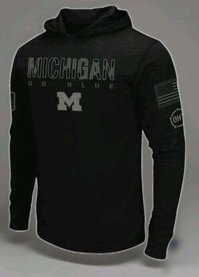 Colosseum Operation Hat Trick Men's Size L Hooded Tee  Shirt Black  U Of M