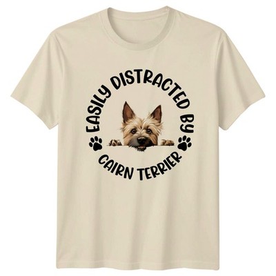 Easily Distracted By Cairn Terrier Herren T-Shirt Damen Tee Grafik Unisex Top