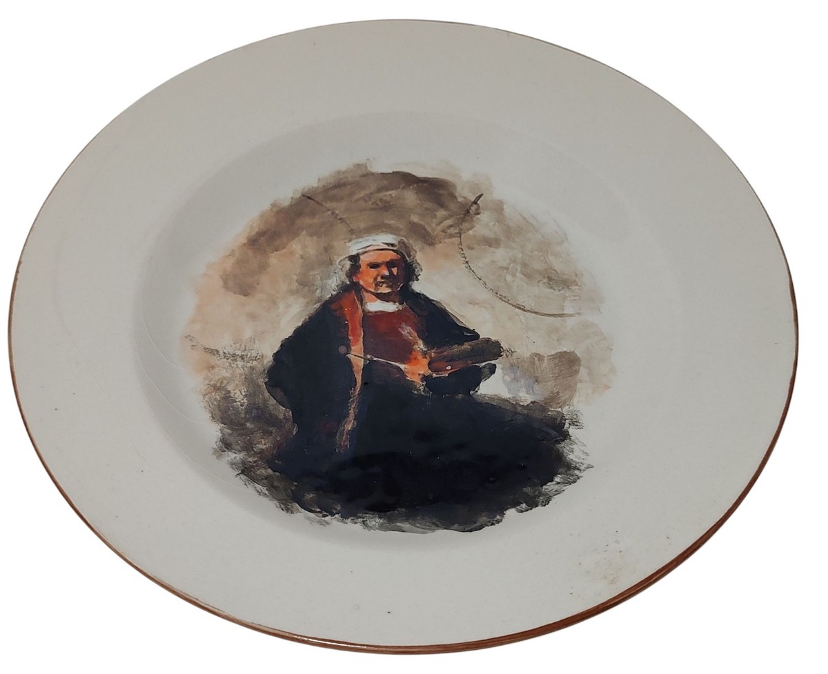 Original Painting On A Plate By Jack Lantz Portrait of Rembrandt