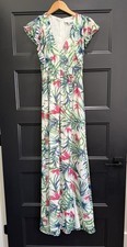 adelyn rae Xs Tropical V Neck Ruffle Short Sleeve Maxi Dress