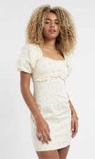 Topshop women's Puff Sleeve floral tea Dress, Size 12 super stretch all seasons 