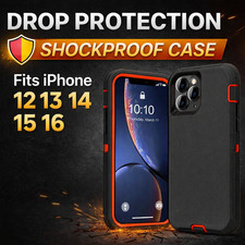 Heavy Duty Armor Case iPhone 16 15 14 13 12 Shockproof Rugged Cover
