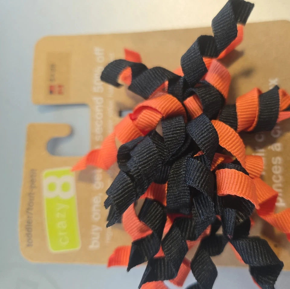 Crazy 8 Halloween Naranja Negro Cinta Rizada Pinzas para el Pelo Correas Nuevo con Etiquetas Foto 4 de 4