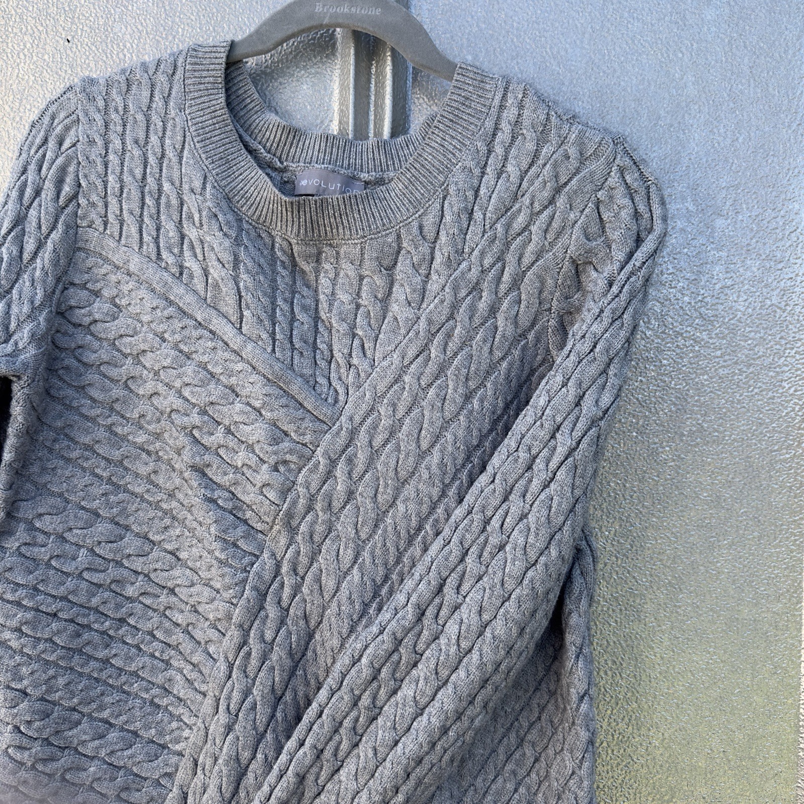 Evolution Grey Cable Knit Asymmetrical Crewneck S… - image 2