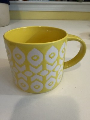 Edible Arrangement Ceramic 16 oz Yellow Coffee Mug/Cup Floral Pattern