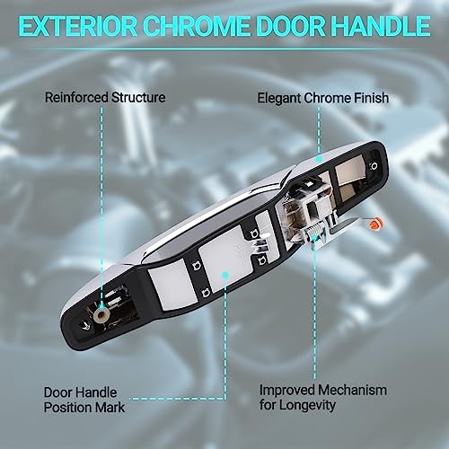 Exterior Chrome Door Handle, Front Passenger Side, Compatible with 2007-2014 