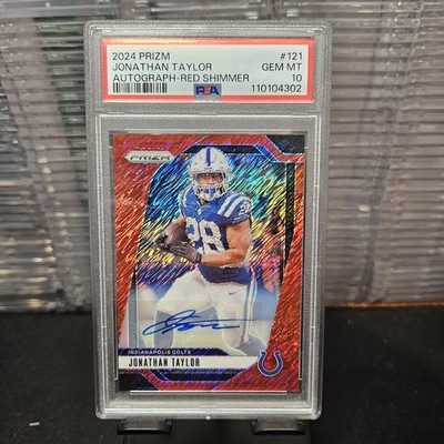 Jonathan Taylor AUTO /35 PSA 10 2024 Panini Prizm Red Shimmer #121 COLTS
