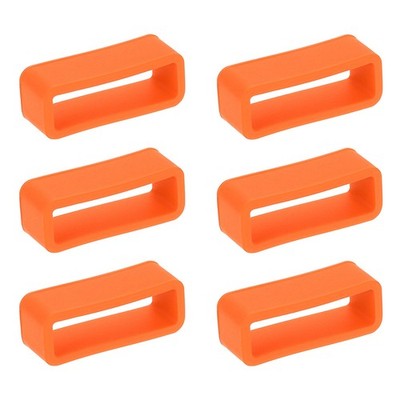 6pcs Watch Band Loop 20mm Silicone Watch Strap Retainer Loop, Orange
