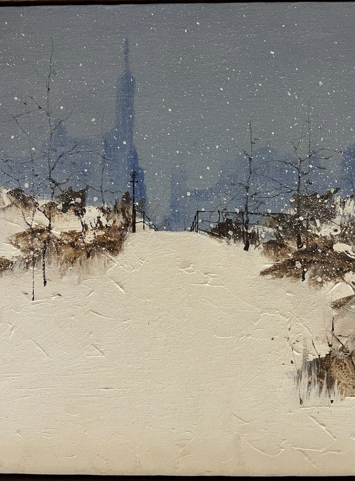 1969 Rex Fluty — Nueva York Winter Storm Scene Empire State Building, Impasto Foto 4 de 4