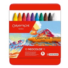 Caran d Ache Neocolor I Water Resistant Wax Pastels 10 Count Assorted Colors