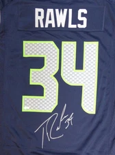 Seattle Seahawks Thomas Rawls Signed Blue Nike Jersey Size L MCS Holo