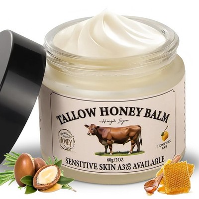 Beef Tallow for Skin, Whipped Tallow and Honey Balm Tallow Face Moisturizer, 100