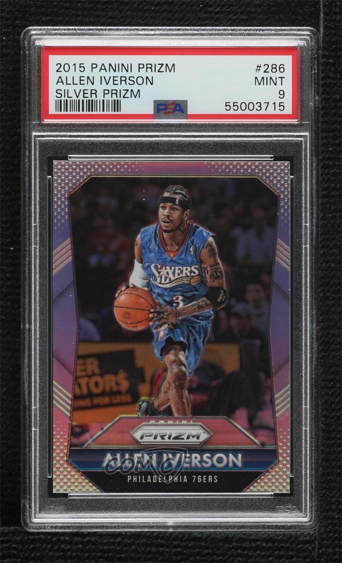 2015-16 Panini Prizm Silver Prizm Allen Iverson #286 PSA 9 MINT HOF 0hr4